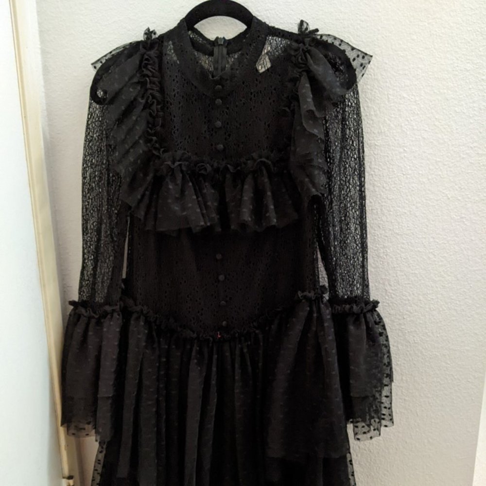 SANDRA MANSOUR x H&M Tulle-skirt Lace Dress Black Sz XL Never Worn